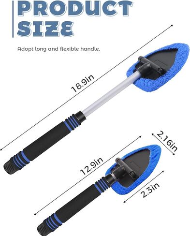 9PCS Windshield Cleaner Tool,Car Accessories Inside Windshield Cleaning Tool,Window Cleaning Kit with Extendable Handle and 6 Microfiber Pads,Suitable for Cars,Trucks,SUVs,RVs Windows (Green) in Kuwait