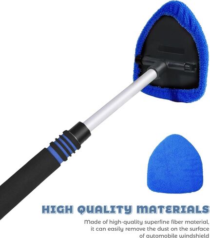 9PCS Windshield Cleaner Tool,Car Accessories Inside Windshield Cleaning Tool,Window Cleaning Kit with Extendable Handle and 6 Microfiber Pads,Suitable for Cars,Trucks,SUVs,RVs Windows (Green) in Kuwait