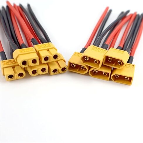 موصل متوازي 5/10 لبطارية التوصيل والمقبس XT60 مع كابل مرن من السيليكون 14AWG 10 سم محرك بطارية LiPo RC مميز (10 أزواج خط XT60) in Kuwait