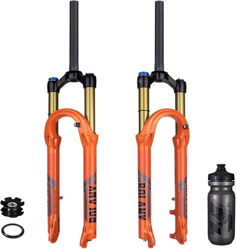 BOLANY 27.5/29 بوصة شوكة تعليق الدراجة 120 مم للسفر 28.6 مم (1-1/8 بوصة) * 220 مم توجيه مستقيم بدون خيط 9 مم QR * 100 مم إصدار فرامل قرصية MTB شوكات هوائية in Kuwait