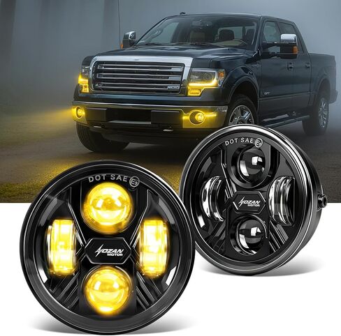Amber LED Fog Lights for 2006 2007 2008 2009 2010 2011 2012 2013 2014 Ford F150 Accessories, 40W Round Fog Light Assembly Kit, DOT Approved 2pcs Bumper Driving Light Fog Lamps, 1 Pair in Kuwait