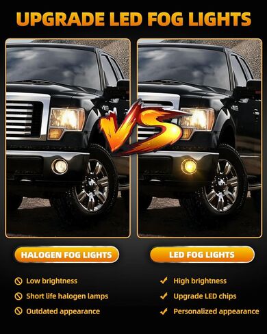 Amber LED Fog Lights for 2006 2007 2008 2009 2010 2011 2012 2013 2014 Ford F150 Accessories, 40W Round Fog Light Assembly Kit, DOT Approved 2pcs Bumper Driving Light Fog Lamps, 1 Pair in Kuwait