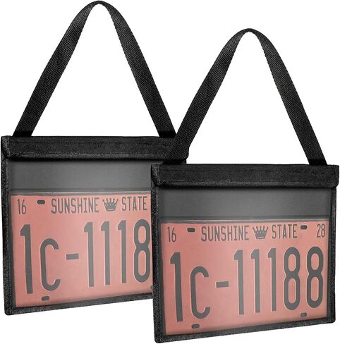 Frienda 2 Pieces License Plate Holder with Hanging Strap Dealer Plate Holder Test Drive Tag Bag Black Frame Cover and Bracket for Car SUV Truck in Saudi Arabia
