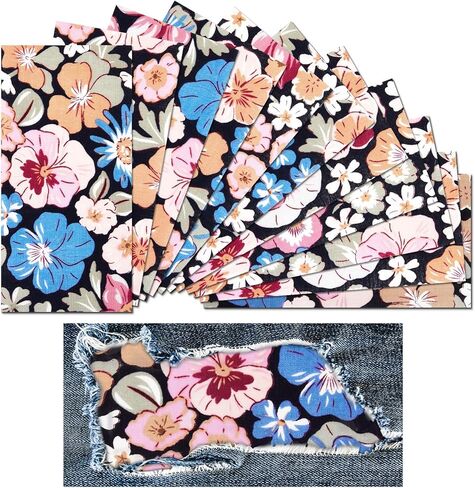 Taiyin 10 Pcs Iron on Patches for Jeans Floral Iron on Repair Patches Strong Inside Repair for Clothing Antique for Ripped Jeans Clothes Pants Knee, 4.7 x 2.4 Inches(Rustic Style) in Saudi Arabia