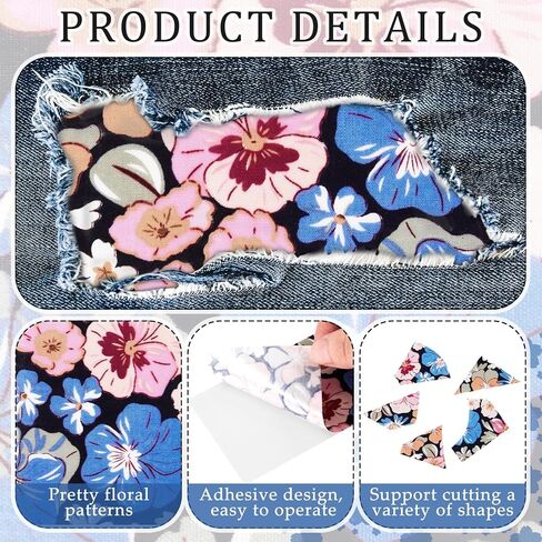 Taiyin 10 Pcs Iron on Patches for Jeans Floral Iron on Repair Patches Strong Inside Repair for Clothing Antique for Ripped Jeans Clothes Pants Knee, 4.7 x 2.4 Inches(Rustic Style) in Saudi Arabia