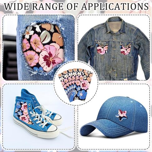 Taiyin 10 Pcs Iron on Patches for Jeans Floral Iron on Repair Patches Strong Inside Repair for Clothing Antique for Ripped Jeans Clothes Pants Knee, 4.7 x 2.4 Inches(Rustic Style) in Saudi Arabia
