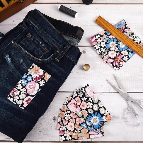 Taiyin 10 Pcs Iron on Patches for Jeans Floral Iron on Repair Patches Strong Inside Repair for Clothing Antique for Ripped Jeans Clothes Pants Knee, 4.7 x 2.4 Inches(Rustic Style) in Saudi Arabia