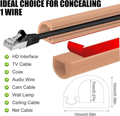 Self-Adhesive Cable Hider, Flexible Wire Cover Cable Raceway for Wires, Wall Mount TV, Home Audio, Network, Power, and Phone Line Managemen (Gray, 157inch) in Saudi Arabia