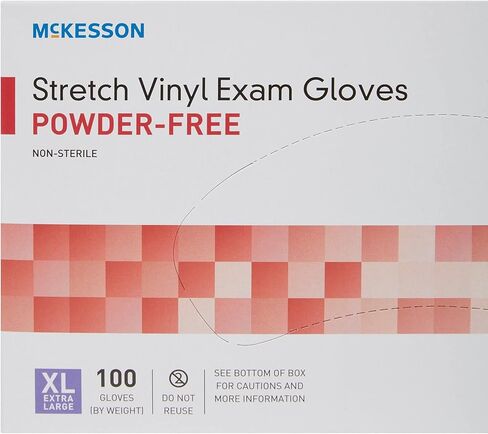 قفازات McKesson القابلة للتمدد من الفينيل، غير معقمة، خالية من البودرة، مقاس XL، عدد 100، صندوق واحد in Kuwait