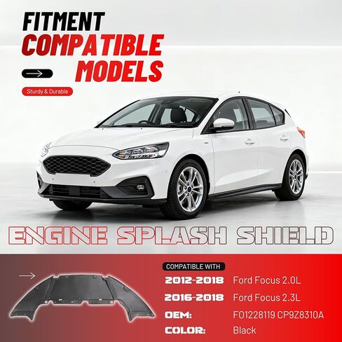 درع سبلاش للمحرك الأمامي السفلي متوافق مع 2012-2018 Ford Focus 2.0L 2016-2018 Ford Focus 2.3L لاستبدال FO1228119 CP9Z8310A Center Under Cover Guard البلاستيك (PE) أسود in Kuwait