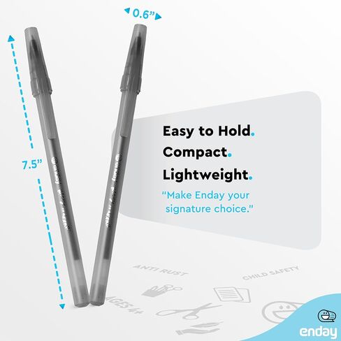 Enday 1200 Pack Bulk Ballpoint Pens Black 1200 Black Pens, Medium Point (1.0mm) Smooth Writing Pens, Comfortable Grip, Quick Dry Ink, Office School Home Supplies. in Kuwait