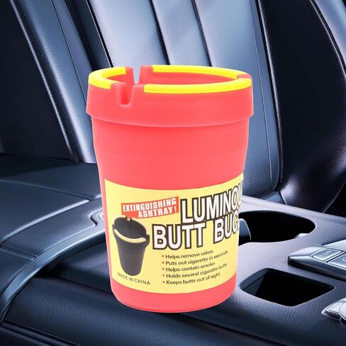 Car Ashtray with Double Layer - Pink Plastic Container for Ash Disposal & Cigarette Storage in Saudi Arabia