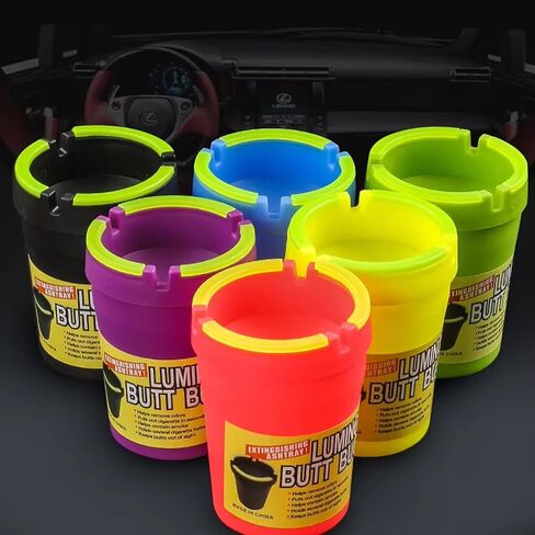 Car Ashtray with Double Layer - Pink Plastic Container for Ash Disposal & Cigarette Storage in Saudi Arabia