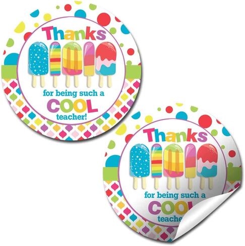 Here’s The Scoop Ice Cream Themed Teacher Appreciation Thank You Sticker Labels, 40 2" Party Circle Stickers by AmandaCreation, Great for Envelope Seals & Gift Bags in Saudi Arabia