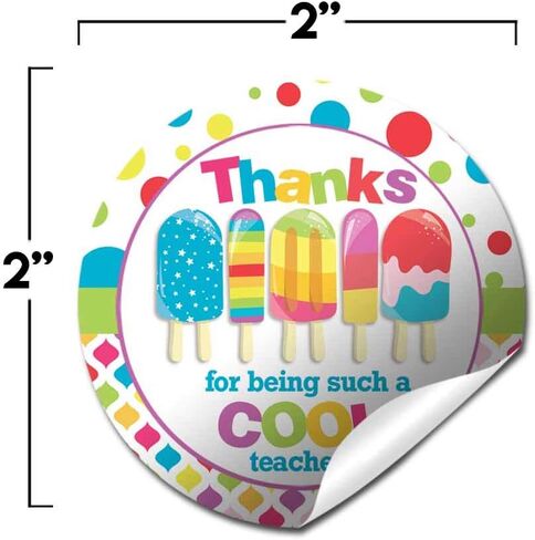 Here’s The Scoop Ice Cream Themed Teacher Appreciation Thank You Sticker Labels, 40 2" Party Circle Stickers by AmandaCreation, Great for Envelope Seals & Gift Bags in Saudi Arabia
