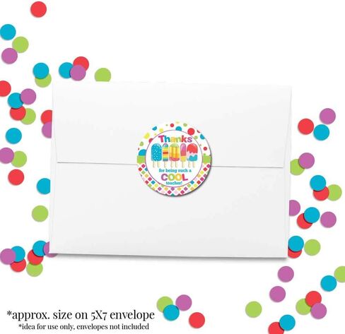 Here’s The Scoop Ice Cream Themed Teacher Appreciation Thank You Sticker Labels, 40 2" Party Circle Stickers by AmandaCreation, Great for Envelope Seals & Gift Bags in Saudi Arabia
