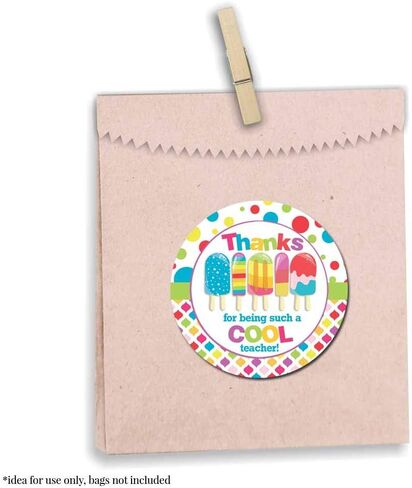 Here’s The Scoop Ice Cream Themed Teacher Appreciation Thank You Sticker Labels, 40 2" Party Circle Stickers by AmandaCreation, Great for Envelope Seals & Gift Bags in Saudi Arabia