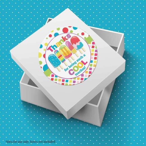 Here’s The Scoop Ice Cream Themed Teacher Appreciation Thank You Sticker Labels, 40 2" Party Circle Stickers by AmandaCreation, Great for Envelope Seals & Gift Bags in Saudi Arabia