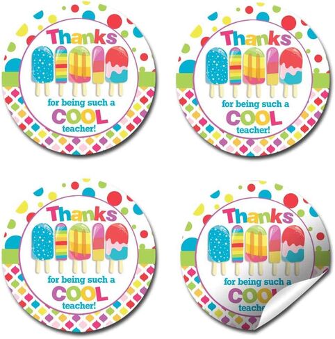 Here’s The Scoop Ice Cream Themed Teacher Appreciation Thank You Sticker Labels, 40 2" Party Circle Stickers by AmandaCreation, Great for Envelope Seals & Gift Bags in Saudi Arabia
