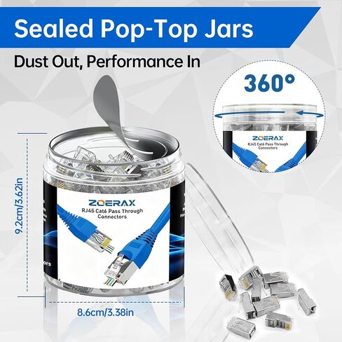 100 حزمة من موصل Cat 6A RJ45، سلك موصل Cat 6 RJ45، أطراف إيثرنت OD 1.20 مم/موصل RJ45 محمي لكابل FTP/STP الصلب أو المجدول in Saudi Arabia