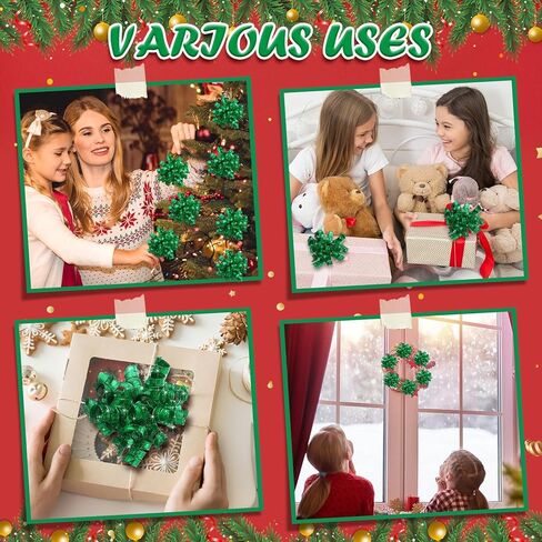 12 Pcs 5.5 Inch Large Christmas Bows for Gift Wrapping Metallic Curly Ribbon Bows Self-Adhesive for Presents Christmas Tree Holiday Party Treat Bags (Gold,Silver,Red) in Kuwait