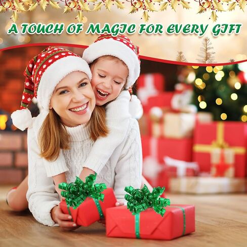 12 Pcs 5.5 Inch Large Christmas Bows for Gift Wrapping Metallic Curly Ribbon Bows Self-Adhesive for Presents Christmas Tree Holiday Party Treat Bags (Gold,Silver,Red) in Kuwait