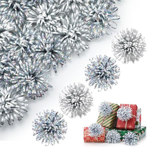 Yunlly 40 Pcs Christmas Bows for Gift Wrapping 4 in Large Christmas Gift Bows Self Adhesive Present Wrap Peel and Stick for Xmas Present Wedding Holiday Decoration(Red, Gold, Silver, Blue) in Saudi Arabia