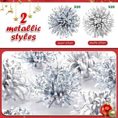 Yunlly 40 Pcs Christmas Bows for Gift Wrapping 4 in Large Christmas Gift Bows Self Adhesive Present Wrap Peel and Stick for Xmas Present Wedding Holiday Decoration(Red, Gold, Silver, Blue) in Saudi Arabia