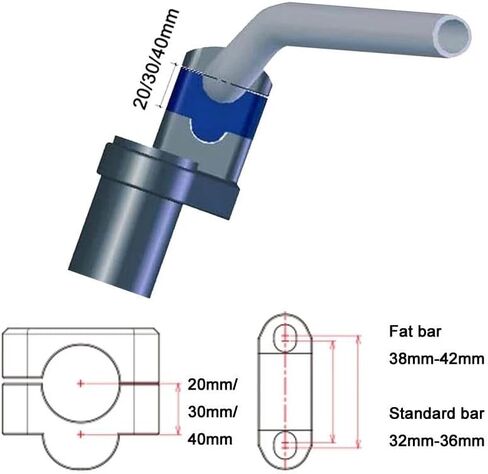 Handlebar Clamps Risers For XR650L For CR500R For CRF250M For CRF450RL 2021 2022 2023 2024 2025 22 Mm 7/8" Fat Bar Handlebar Mounting Riser(Black Riser 30mm) in Saudi Arabia