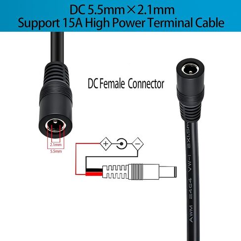 3.3ft 16AWG DC5525 Power Terminal Cable, DC 5.5mm×2.5mm Male Barrel Jack Connector, for CCTV Surveillance Camera, DVR, LED Light Strips, and Other DIY Power Cable Repairs,3-Pack in Saudi Arabia