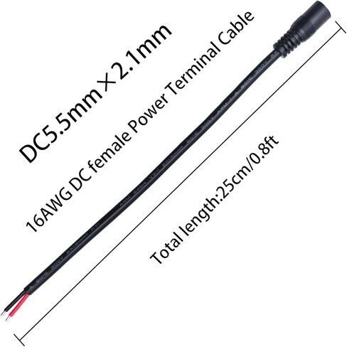 3.3ft 16AWG DC5525 Power Terminal Cable, DC 5.5mm×2.5mm Male Barrel Jack Connector, for CCTV Surveillance Camera, DVR, LED Light Strips, and Other DIY Power Cable Repairs,3-Pack in Saudi Arabia