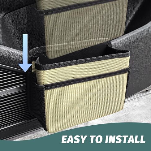 Car Trash Can, Foldable Mini Vehicle Trash Bin Garbage Organizer Holder, Waterproof Hanging Mini Auto Dustbin Accessories Storage Container for Vans, SUVs (black) in Saudi Arabia