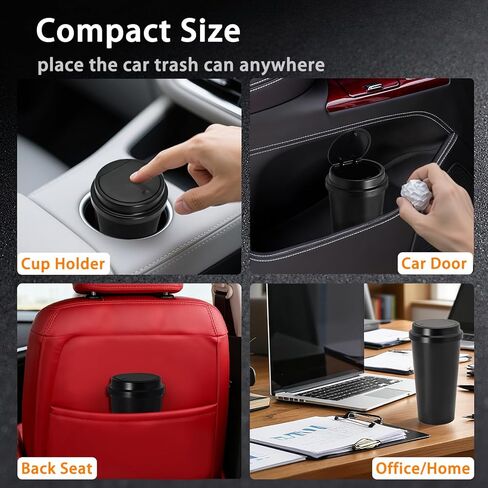 سلة مهملات السيارة مع غطاء - 2 عبوة صغيرة من صناديق قمامة السيارة - حامل أكواب - صندوق قمامة صغير مضاد للتسرب - منظمات السيارات وتخزين ملحقات باب المقعد الخلفي لسيارات الدفع الرباعي in Kuwait