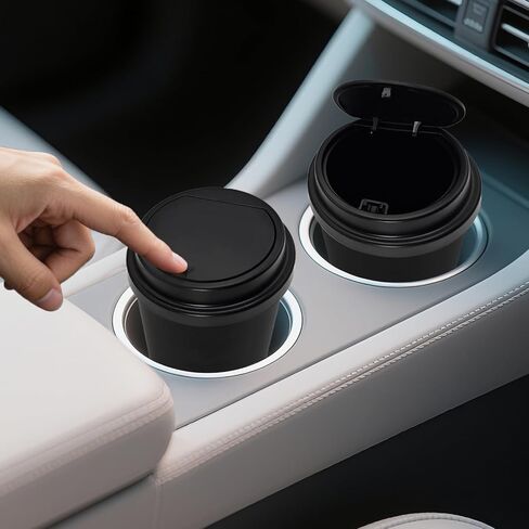 سلة مهملات السيارة مع غطاء - 2 عبوة صغيرة من صناديق قمامة السيارة - حامل أكواب - صندوق قمامة صغير مضاد للتسرب - منظمات السيارات وتخزين ملحقات باب المقعد الخلفي لسيارات الدفع الرباعي in Kuwait