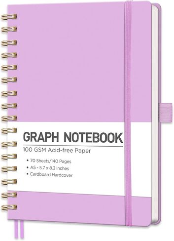 RETTACY Lined Journal Notebook, 140 Numbered Pages, A5 Medium Size (5.7'' x 8.3''), for Men & Women, Journaling, Writing, Work & Office, Spiral-bound, Hardcover, 100 GSM Thick Paper (Light Green) in Saudi Arabia