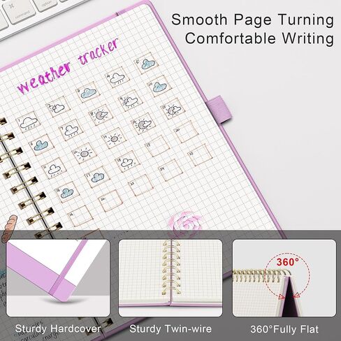 RETTACY Lined Journal Notebook, 140 Numbered Pages, A5 Medium Size (5.7'' x 8.3''), for Men & Women, Journaling, Writing, Work & Office, Spiral-bound, Hardcover, 100 GSM Thick Paper (Light Green) in Saudi Arabia