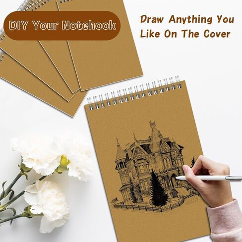 24 Pack A5 Spiral Notebooks Bulk with Kraft Cover, 8x5.5 Inch Lined Paper Travel Journaling Notebooks, Composition Notebook for School Office Supplies, 80 Sheets 160 Pages in Saudi Arabia