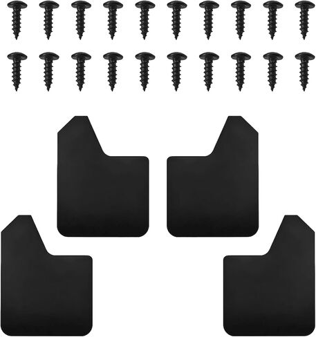 4PCS Universal Car Mud Flaps, Flexible Bendable Car Splash Guards Set with Fastener Rivet Clips, Universal Off-Road Front & Rear Mudguard Accessories for Pickup, SUV, Truck (Black) in Saudi Arabia