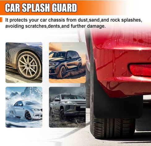 4PCS Universal Car Mud Flaps, Flexible Bendable Car Splash Guards Set with Fastener Rivet Clips, Universal Off-Road Front & Rear Mudguard Accessories for Pickup, SUV, Truck (Black) in Saudi Arabia
