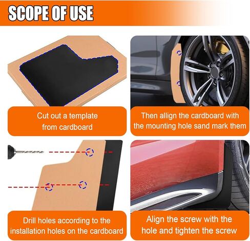 4PCS Universal Car Mud Flaps, Flexible Bendable Car Splash Guards Set with Fastener Rivet Clips, Universal Off-Road Front & Rear Mudguard Accessories for Pickup, SUV, Truck (Black) in Saudi Arabia