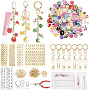 360 Pcs Charms Lip Gloss Keychain Making Kit,Including Key Clips, Lobster Claw Keychains, Extension Chains, Jewelry Pliers, and Bag Charm kit, Suitable for Jewelry Making Christmas gift for women in Saudi Arabia