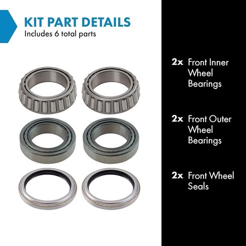 TRQ Wheel Bearing & Seal Kit 6pc Kit Compatible with 84-95 Toyota 4Runner 86-95 Pickup 1985 Pickup (From 9-01-85 Production Date) 93-97 T100 Fits 4WD Models Only in Saudi Arabia