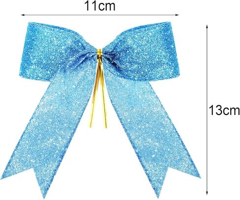 Sumind 36 Pieces Red Christmas Tree Glitter Bows, 7 x 7 Inch Tie Ribbon Twist Tie Bows for Treat Bags Gift Wrapping Basket Wedding Birthday Valentine Christmas Tree Wreath Garland Decoration in Saudi Arabia