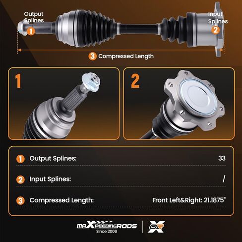 maXpeedingrods [4WD 6-Lug] Pair (2) Front CV Axle for Cadillac Escalade 1999-2006, for Chevrolet Silverado Suburban 1500 K1500 K2500 Tahoe Avalanche Blazer, for GMC Sierra K1500 66-1009 in Saudi Arabia