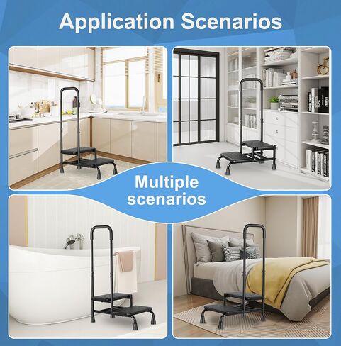 Bed Steps for High Beds for Adults,2 Step Stool with Adjustable Handrail for Fall Prevention Foot Stool Ladder for Bedside, Kitchen, Car, RV, Bathtub in Saudi Arabia