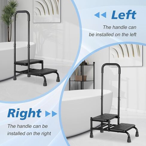 Bed Steps for High Beds for Adults,2 Step Stool with Adjustable Handrail for Fall Prevention Foot Stool Ladder for Bedside, Kitchen, Car, RV, Bathtub in Saudi Arabia