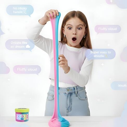 Unicorn Cloud Slime Kit – Blue & Pink Sensory Slime for Kids, Non-Sticky & Scented Cloud Dough, Squishy, ASMR Fun, Axolotl Charm & Mix-Ins, Gifts for Girls & Boys Ages 5–12 & Teens, 7oz, MOOZ Magic in Saudi Arabia