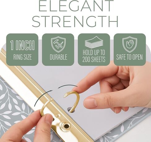 3 Ring Binder 1-Inch Rings – 3-Pack of Cute Binders with Pockets, Gold-Foil & Metal Corners – 1 Inch Binders 3 Ring Cute for School, Office & Work – 1" Pastel Three-Ring Binder One Inch in Saudi Arabia