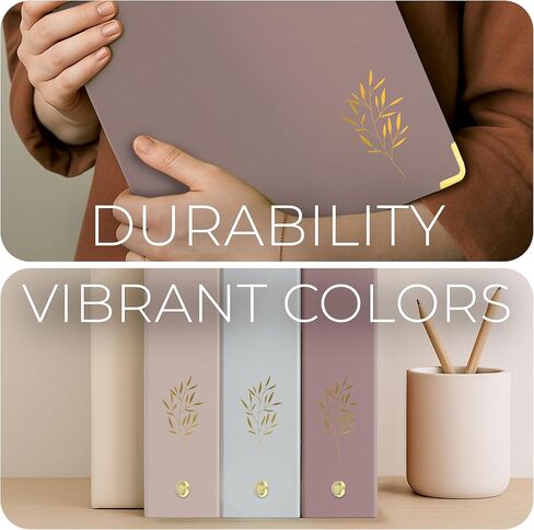 3 Ring Binder 1-Inch Rings – 3-Pack of Cute Binders with Pockets, Gold-Foil & Metal Corners – 1 Inch Binders 3 Ring Cute for School, Office & Work – 1" Pastel Three-Ring Binder One Inch in Saudi Arabia