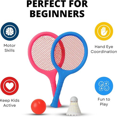 Liberty Imports Badminton Set for Kids with 2 Rackets, Ball and Birdie - Junior Tennis Racquet Play Game Beach Toys in Saudi Arabia